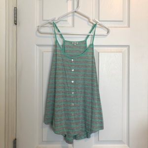 Mint and Grey Striped Tank